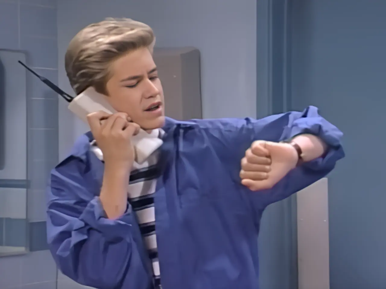 Zack Morris and his phone, via Peter Engel Productions