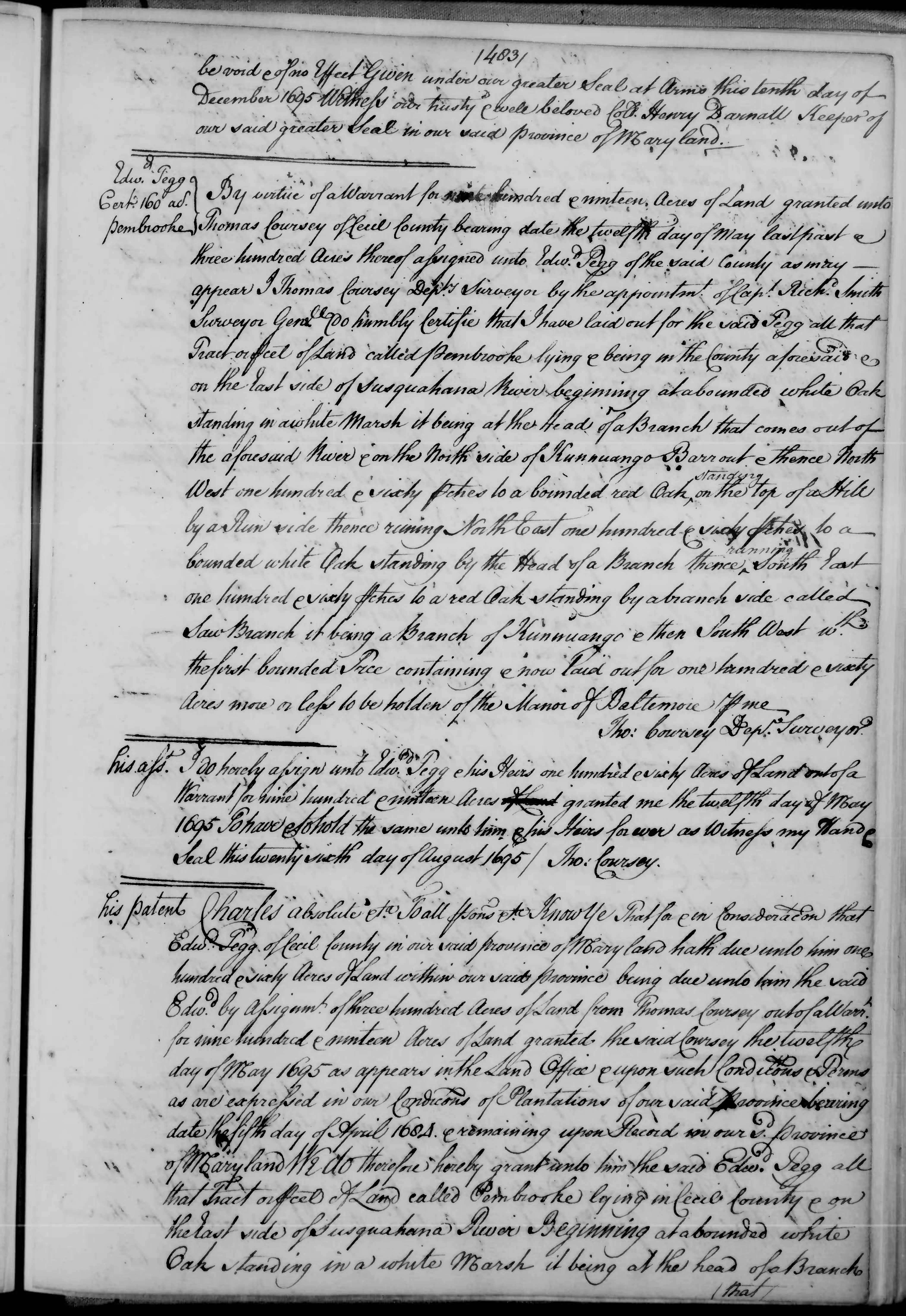 Original grant of Pembroke, page 1